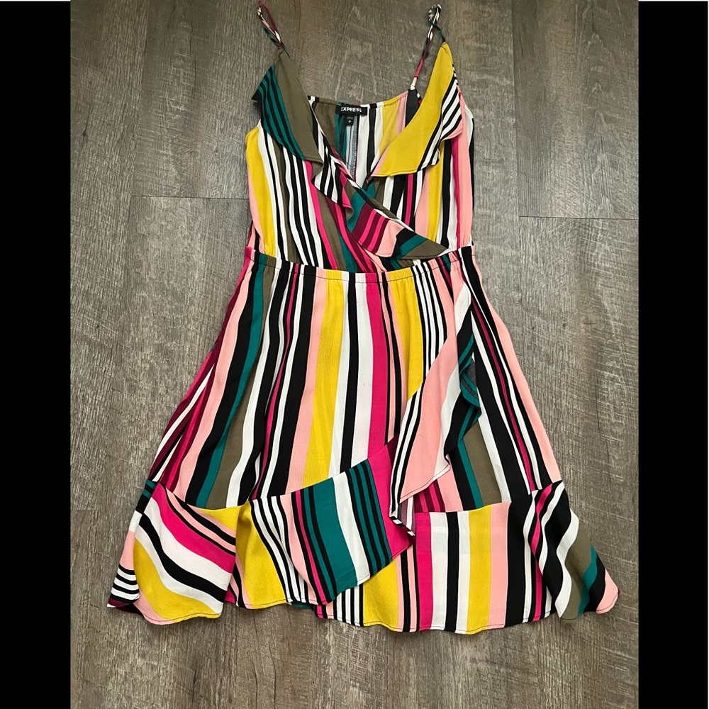 Express Medium Multicolor Wrap Mini Dress